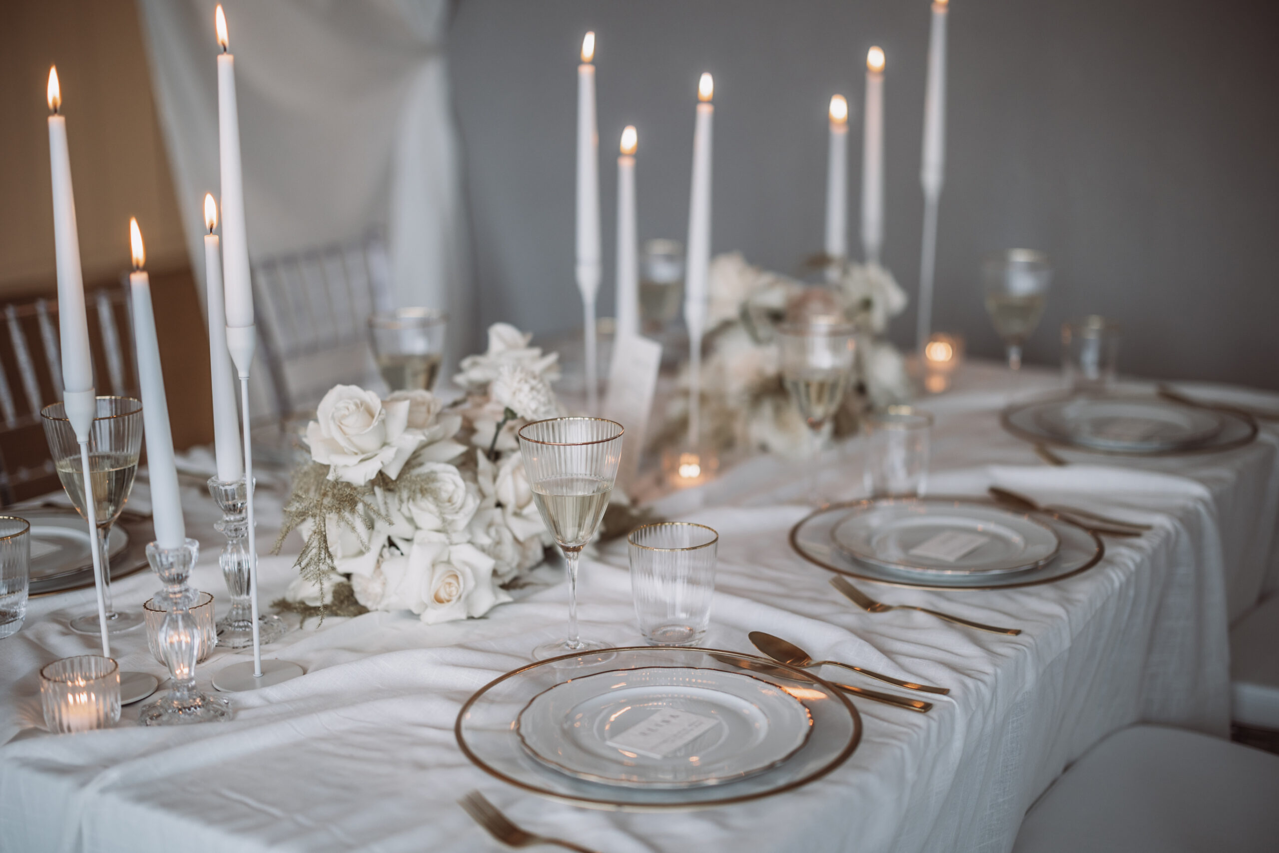 Tischdekoration einer Boutique Hochzeit